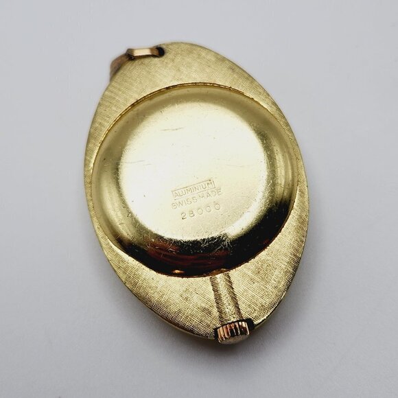 Vintage Lady Nelson Berger Mechanical Wind Up Gold Textured Oval Pendant Watch - Picture 5 of 6